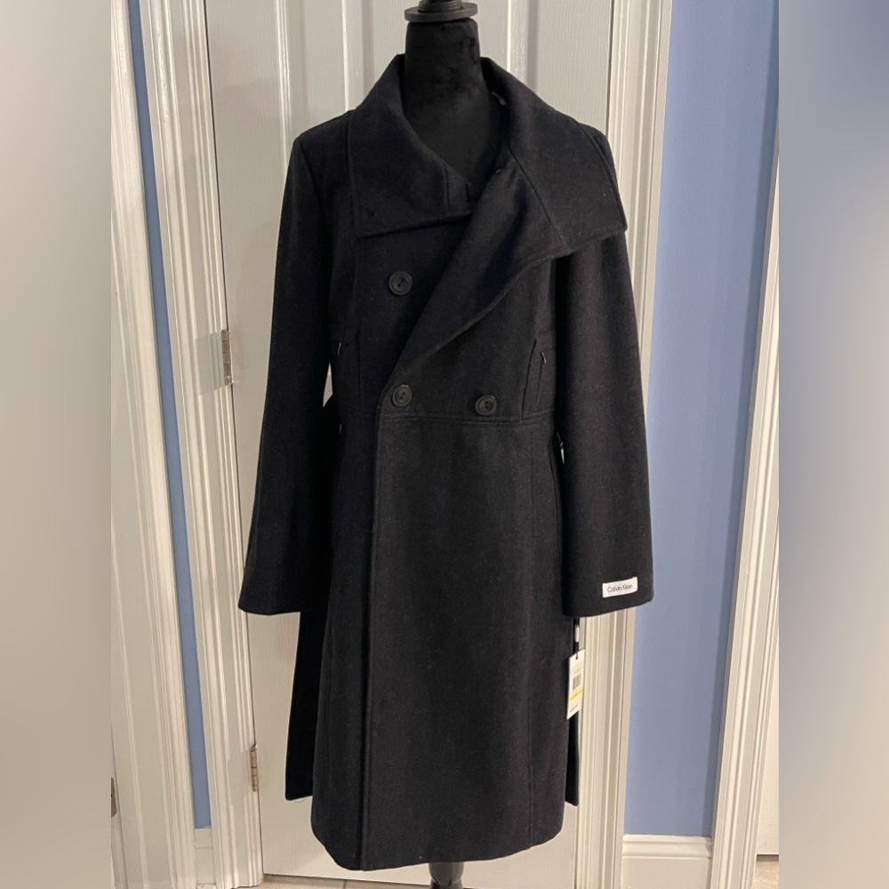 NWT Calvin Klein Black Wool Coat